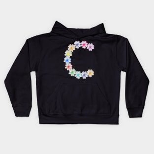 Letter C, flower, cosmos flowers, floral, nature Kids Hoodie